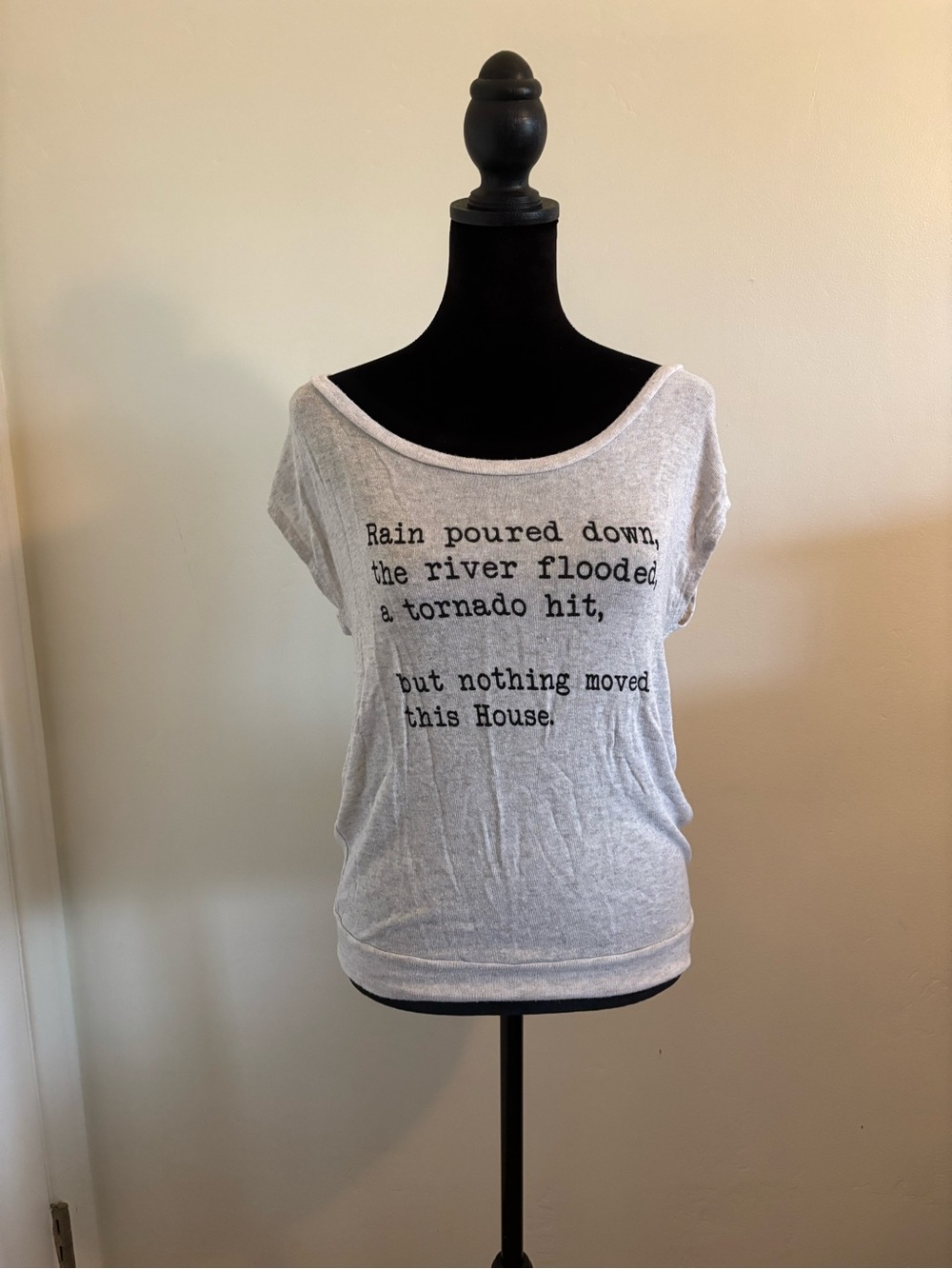Annianna Light Gray Scoop Neck Graphic Tee